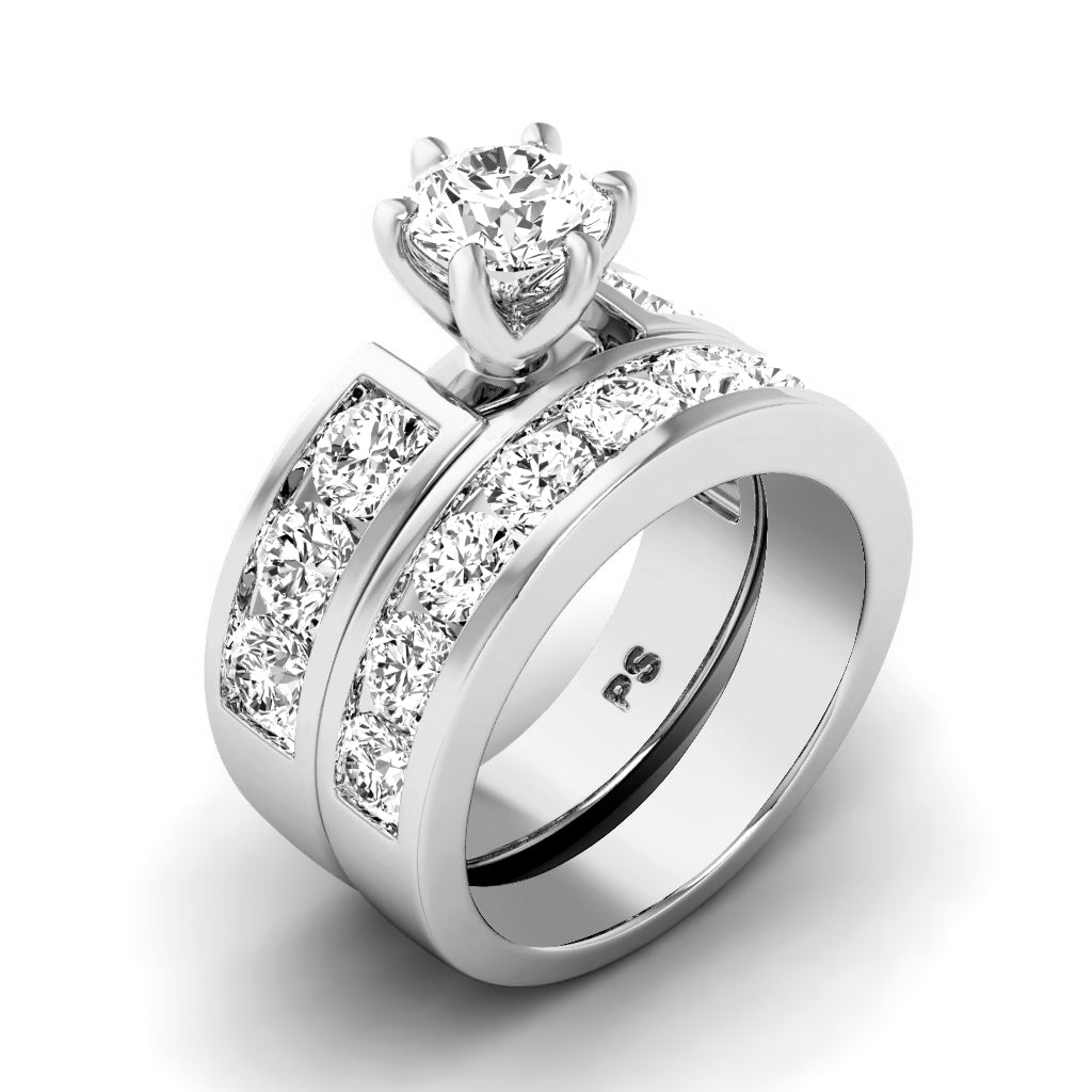 3.20-4.35 CT Round Cut Diamonds - Bridal Set