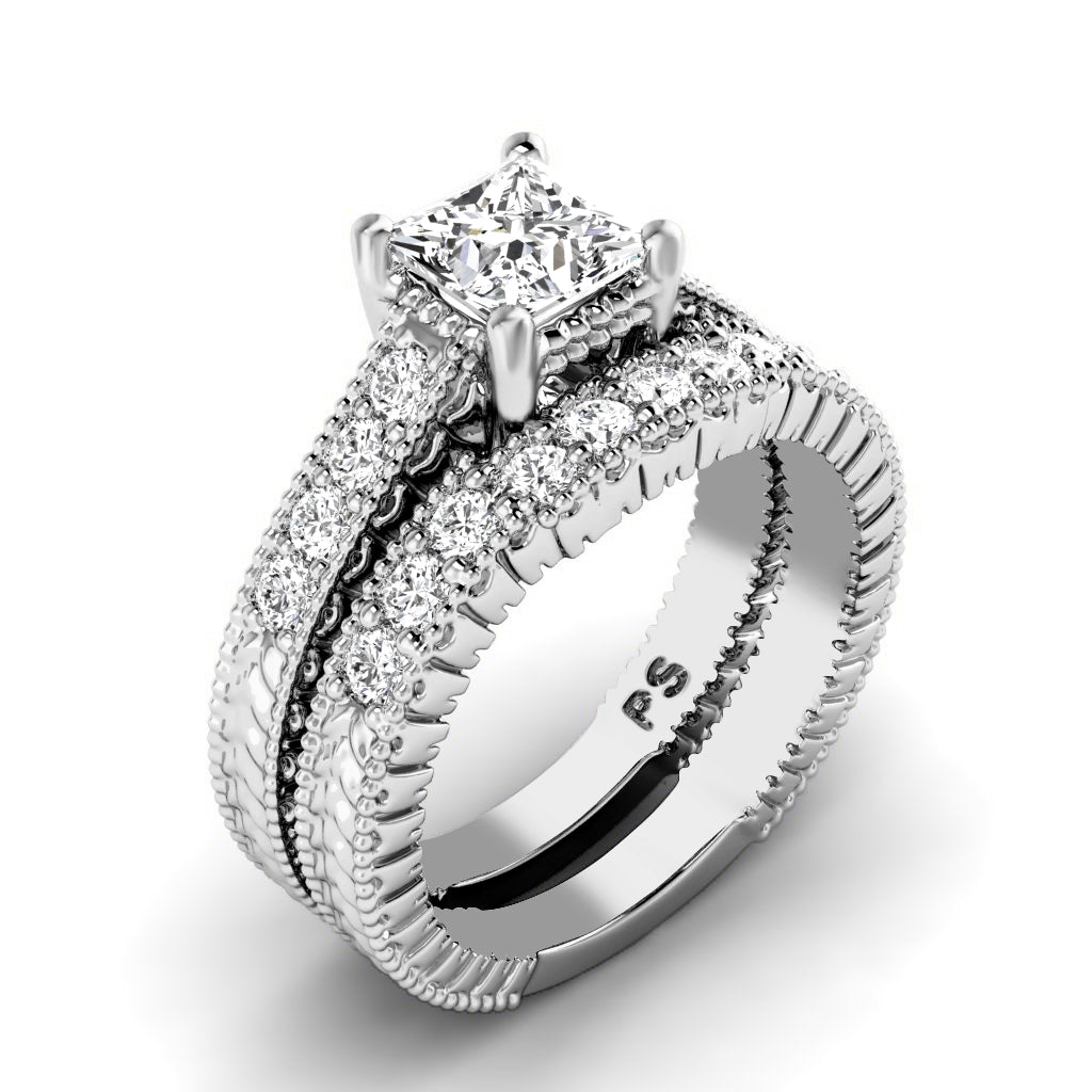1.00-2.15 CT Round & Princess Cut Diamonds - Bridal Set