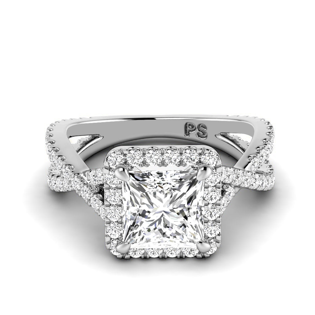 1.10-3.60 CT Round & Princess Cut Lab Grown Diamonds - Halo Ring