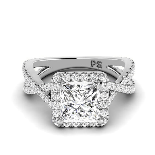 1.10-3.60 CT Round & Princess Cut Lab Grown Diamonds - Halo Ring