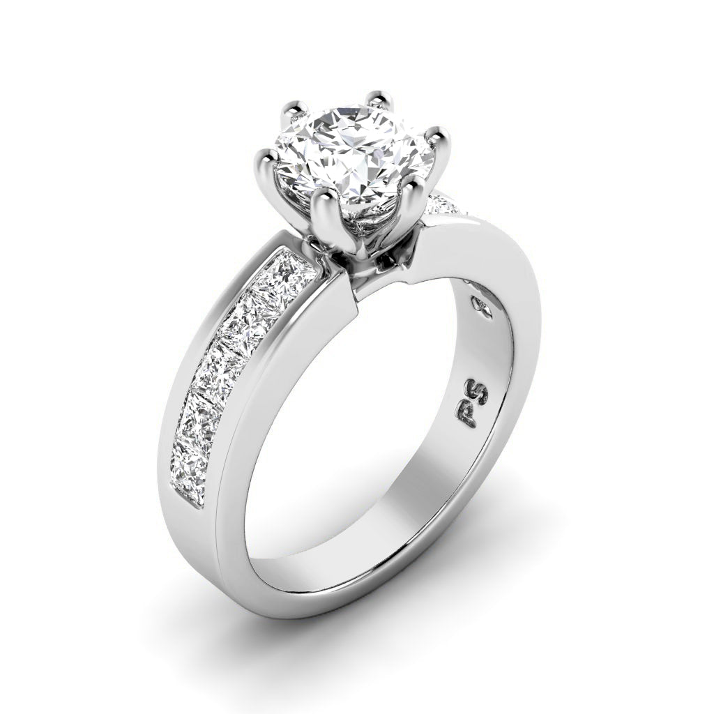 1.25-2.40 CT Princess & Round Cut Natural Diamonds - Engagement Ring