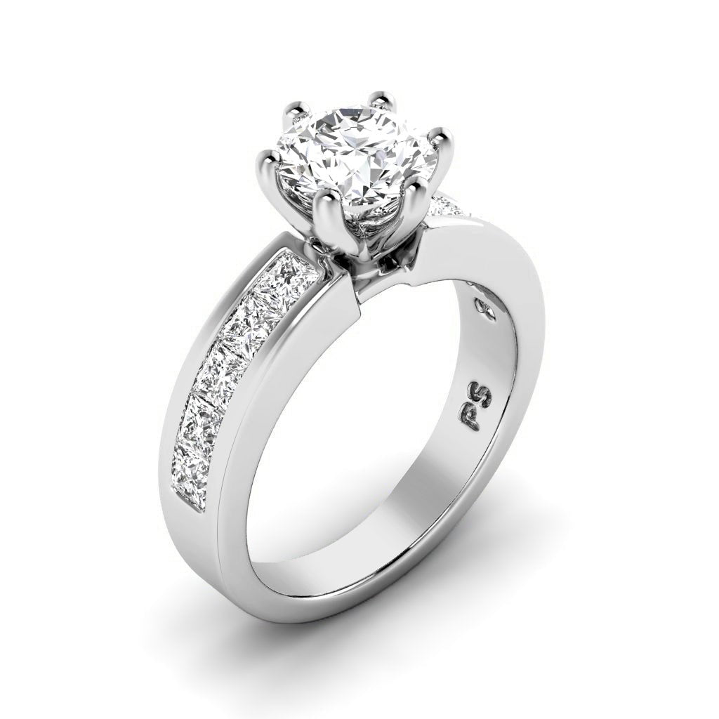 1.40-6.90 CT Princess & Round Cut Diamonds - Engagement Ring