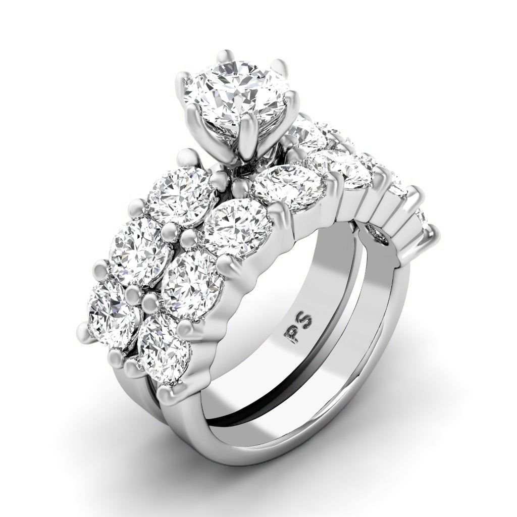 3.95-5.10 CT Princess & Round Cut Natural Diamonds - Bridal Set