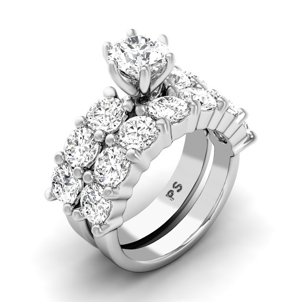 5.10 CT Princess & Round Cut Natural Diamonds - Bridal Set - Primestyle.com