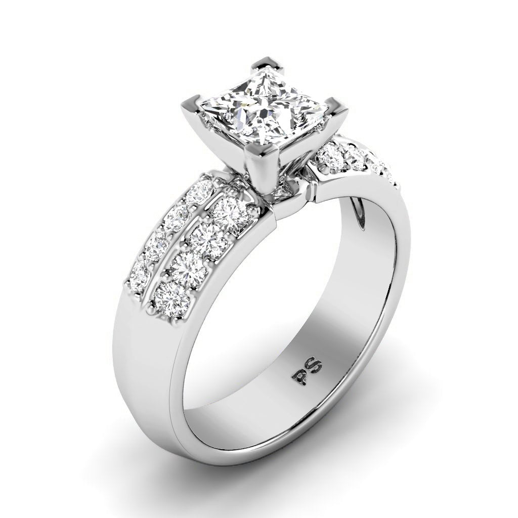 0.70-1.85 CT Princess & Round Cut Natural Diamonds - Engagement Ring