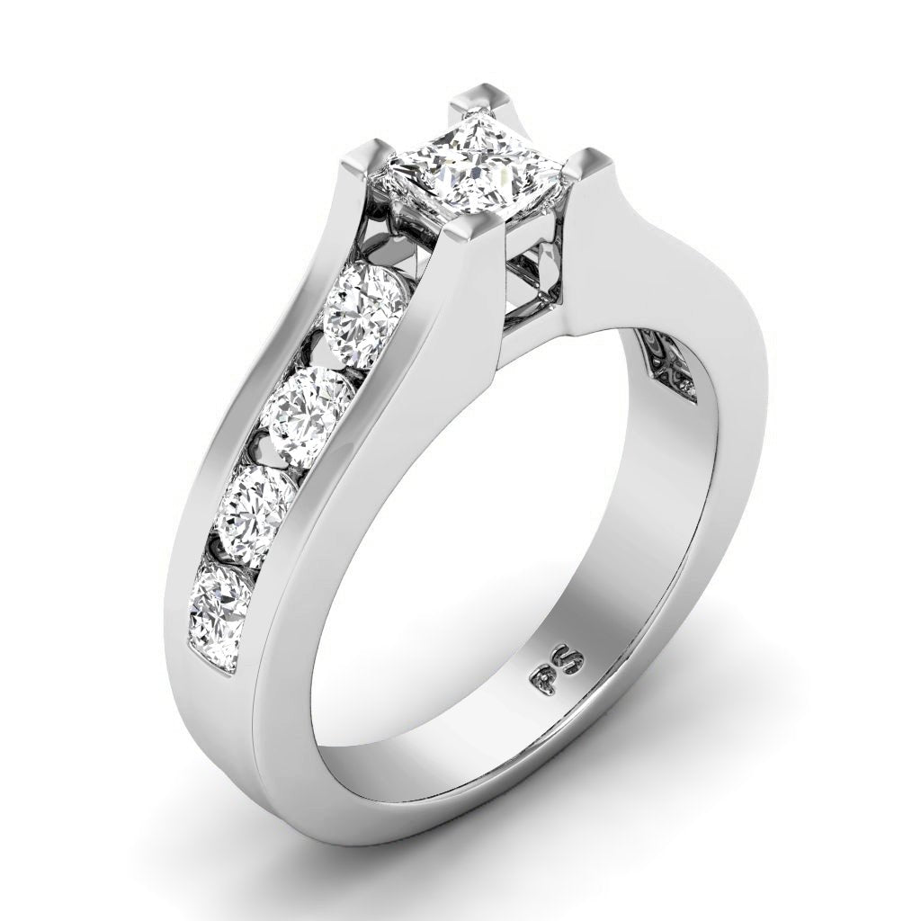 1.15-2.30 CT Princess & Round Cut Natural Diamonds - Engagement Ring