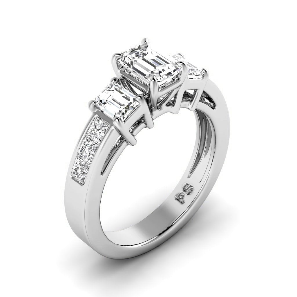 1.70 - 7.20 CT Emerald & Princess Cut Diamonds - Engagement Ring - Primestyle.com