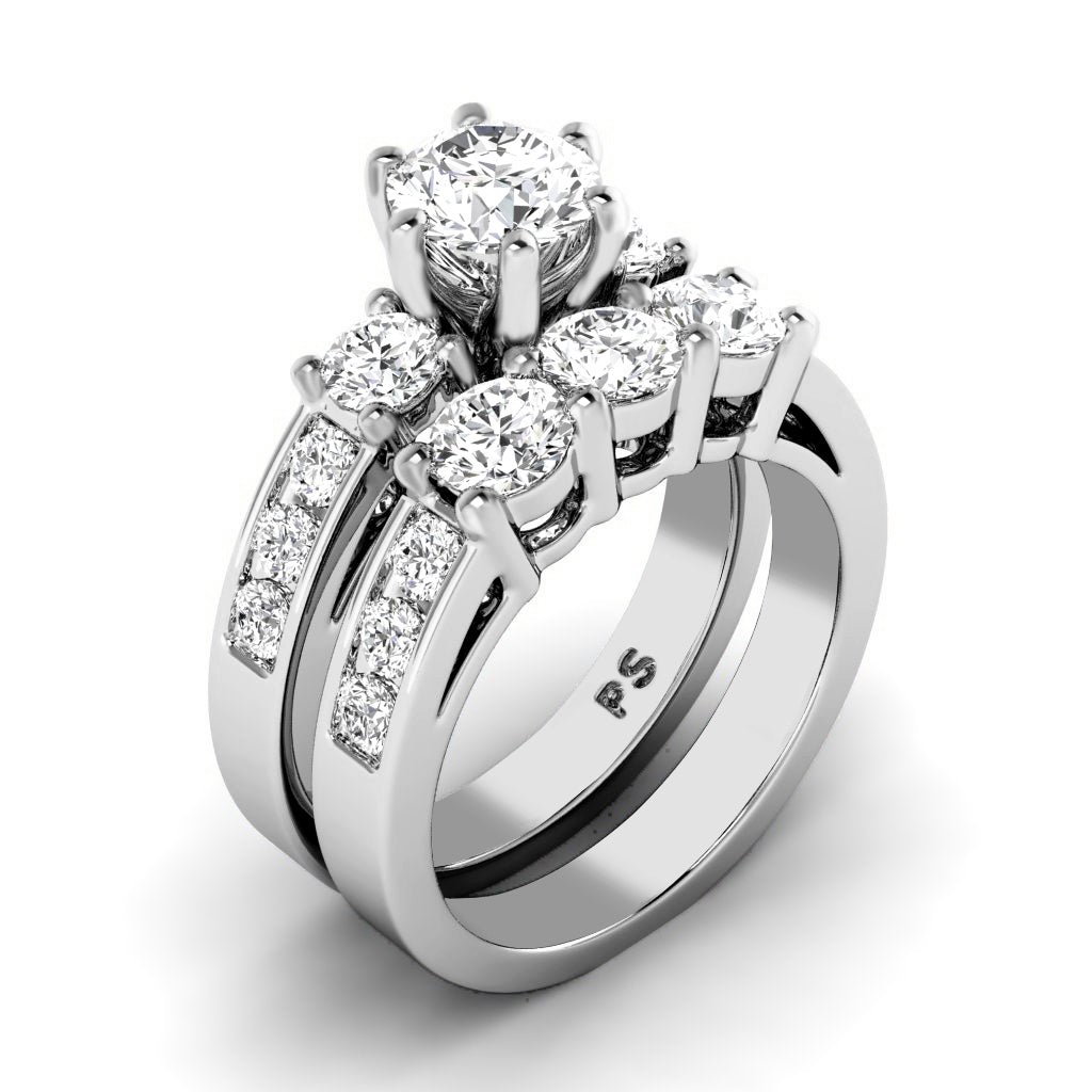 2.15-3.30 CT Round & Princess Cut Diamonds - Bridal Set