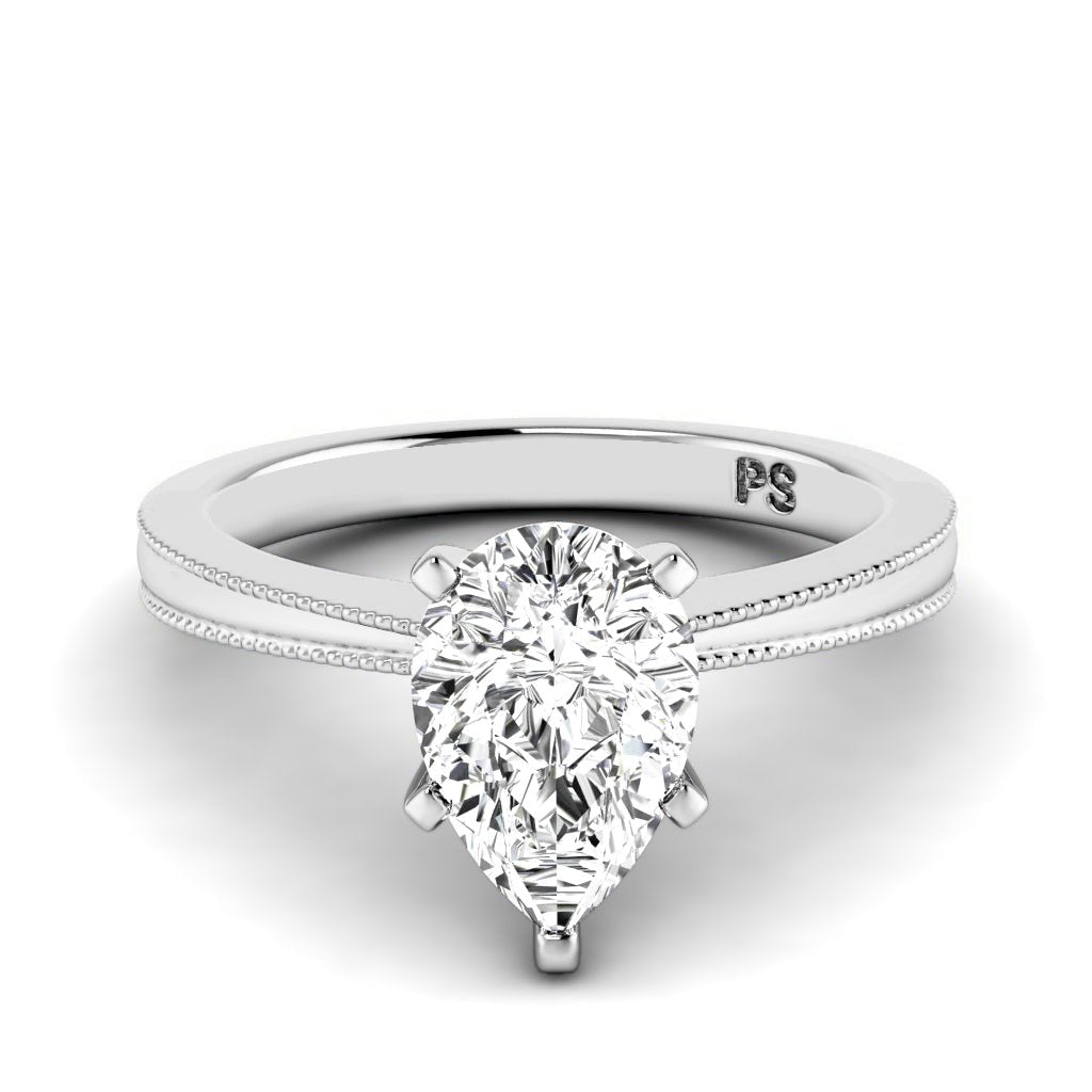 0.50 - 3.00 CT Pear Cut Lab Grown Diamonds - Solitaire Ring - Primestyle.com