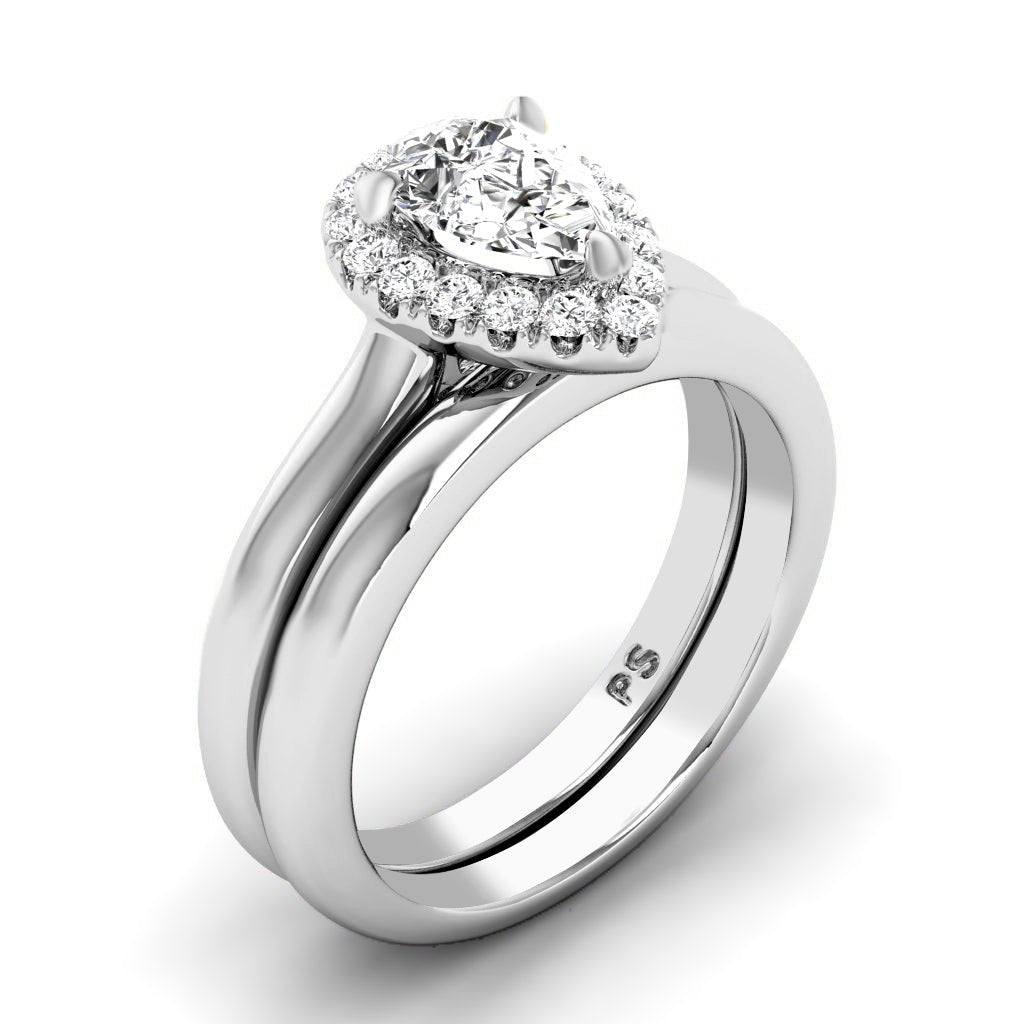 0.55 - 1.70 CT Pear & Round Cut Natural Diamonds - Bridal Set - Primestyle.com
