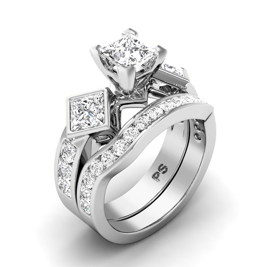 2.00-3.15 CT Princess & Round Cut Natural Diamonds - Bridal Set