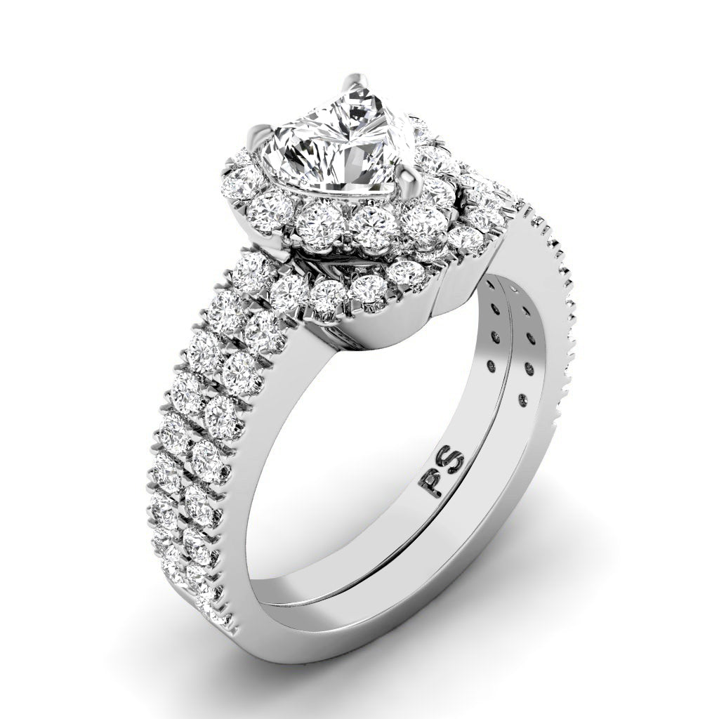 1.10-2.25 CT Round &amp; Heart Cut Diamonds - Bridal Set