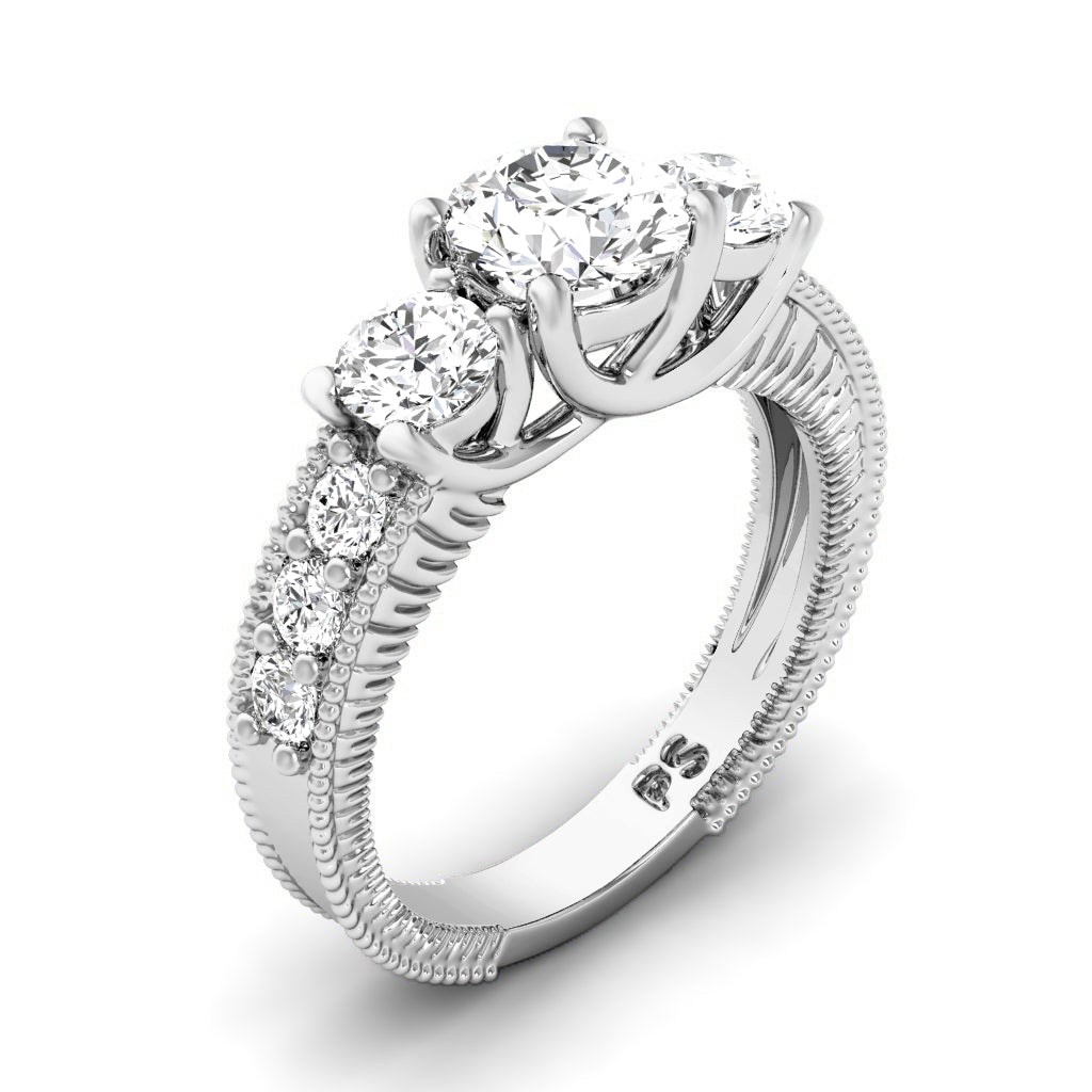 1.25-1.55 CT Round Cut Diamonds - Three Stone Ring