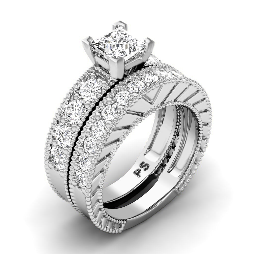 1.80-2.95 CT Princess & Round Cut Natural Diamonds - Bridal Set