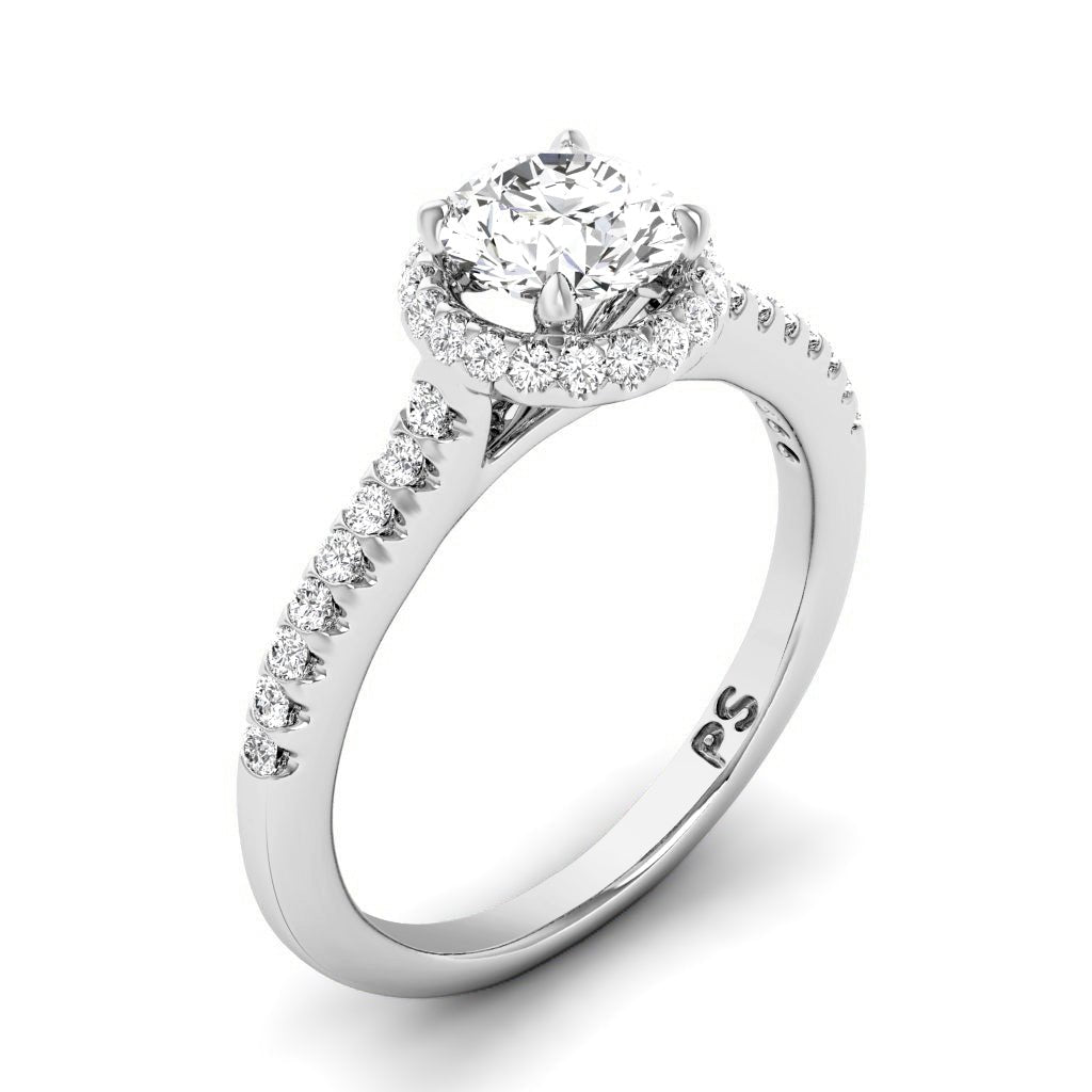 Luxurious 0.85 CT Round Cut Diamonds - Engagement Ring in 14KT White Gold - Primestyle.com