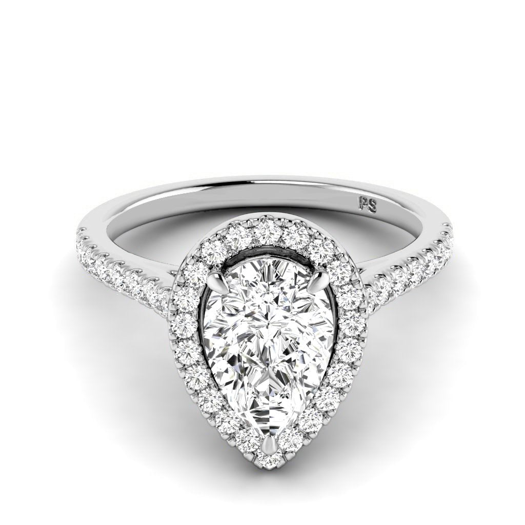 0.95 - 3.45 CT Round & Pear Cut Lab Grown Diamonds - Halo Ring - Primestyle.com