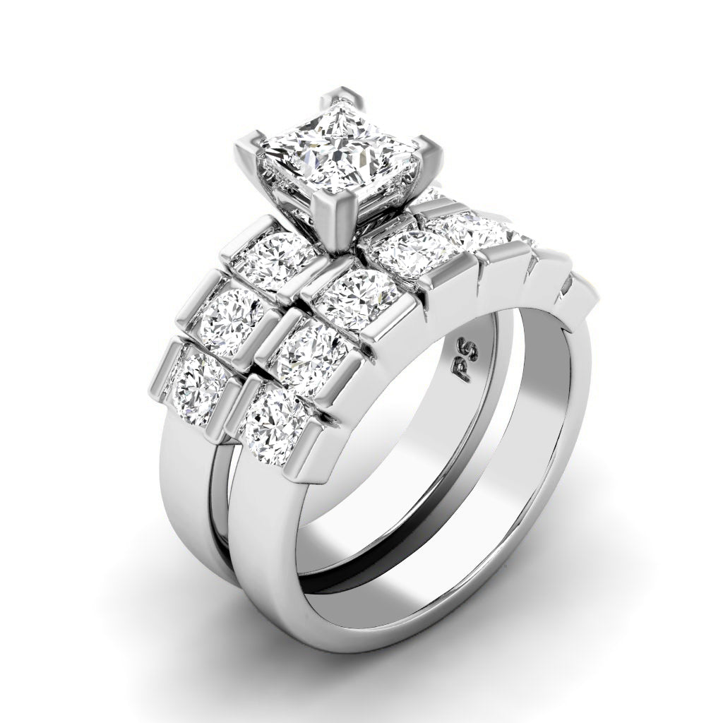 2.20-3.35 CT Round & Princess Cut Diamonds - Bridal Set