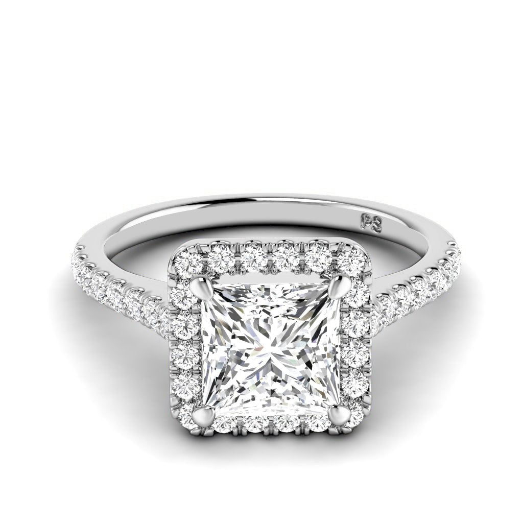 0.95 - 3.45 CT Round & Princess Cut Lab Grown Diamonds - Halo Ring - Primestyle.com