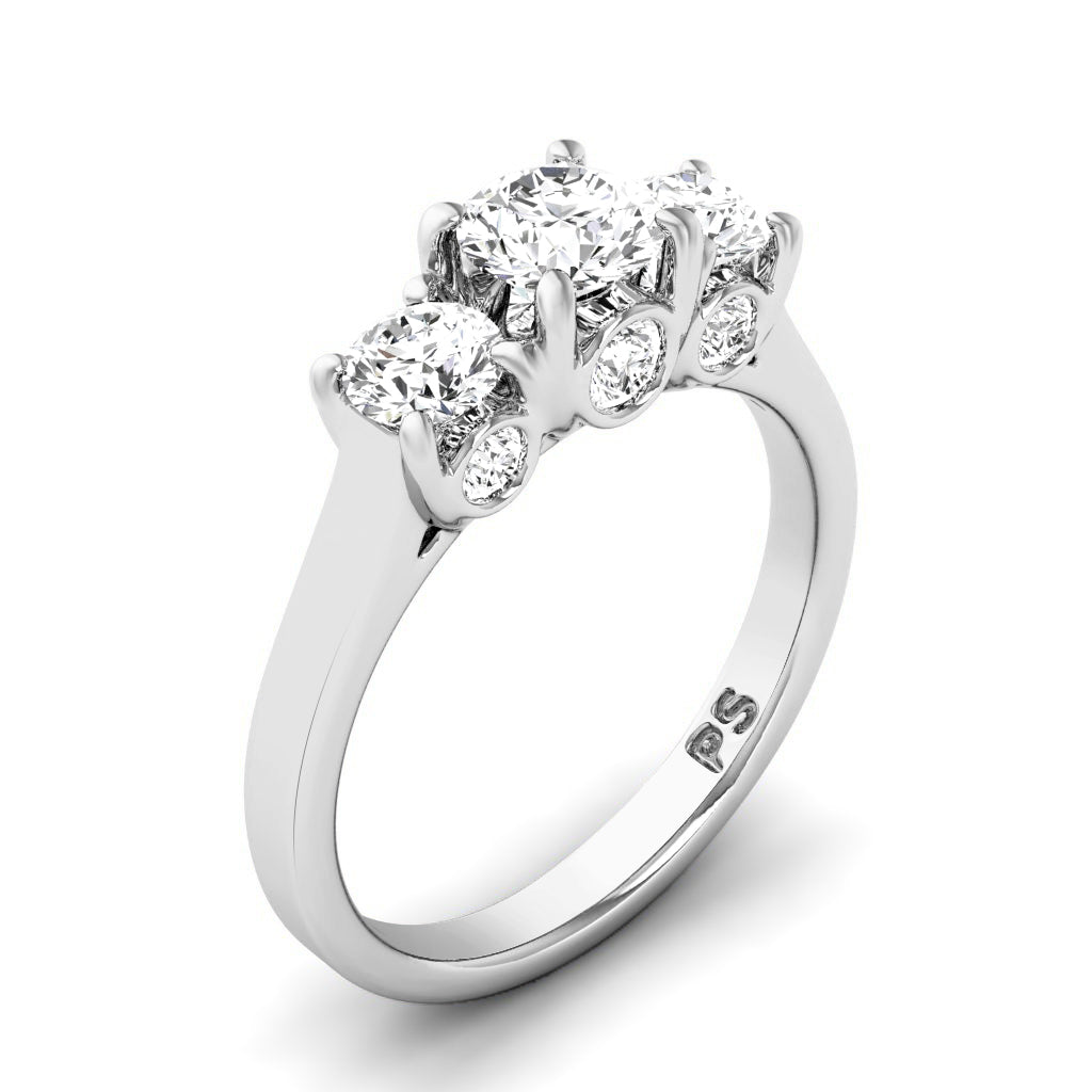 1.30 CT Round Cut Diamonds - Three Stone Ring