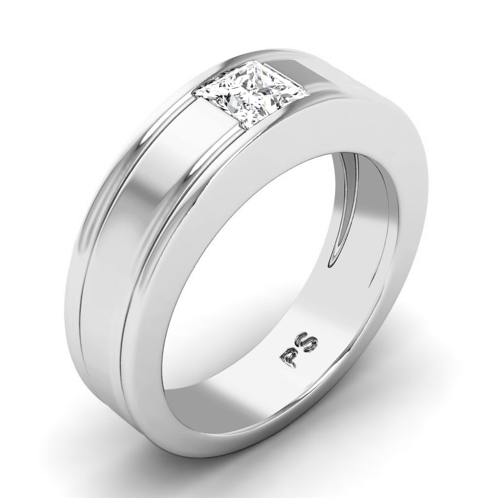 0.65 CT Princess Cut Diamonds - Mens Wedding Band