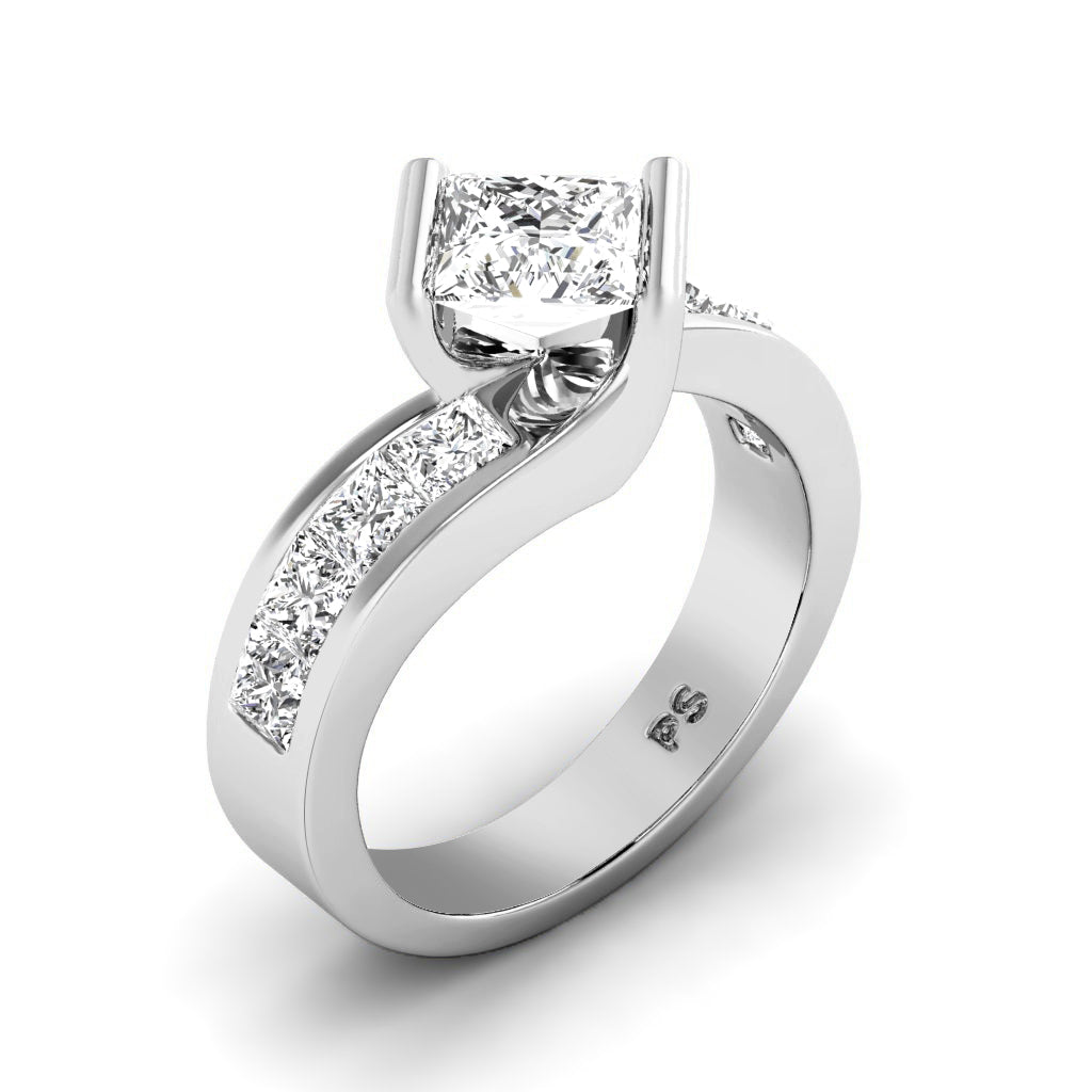 1.95-3.10 CT Princess Cut Natural Diamonds - Engagement Ring