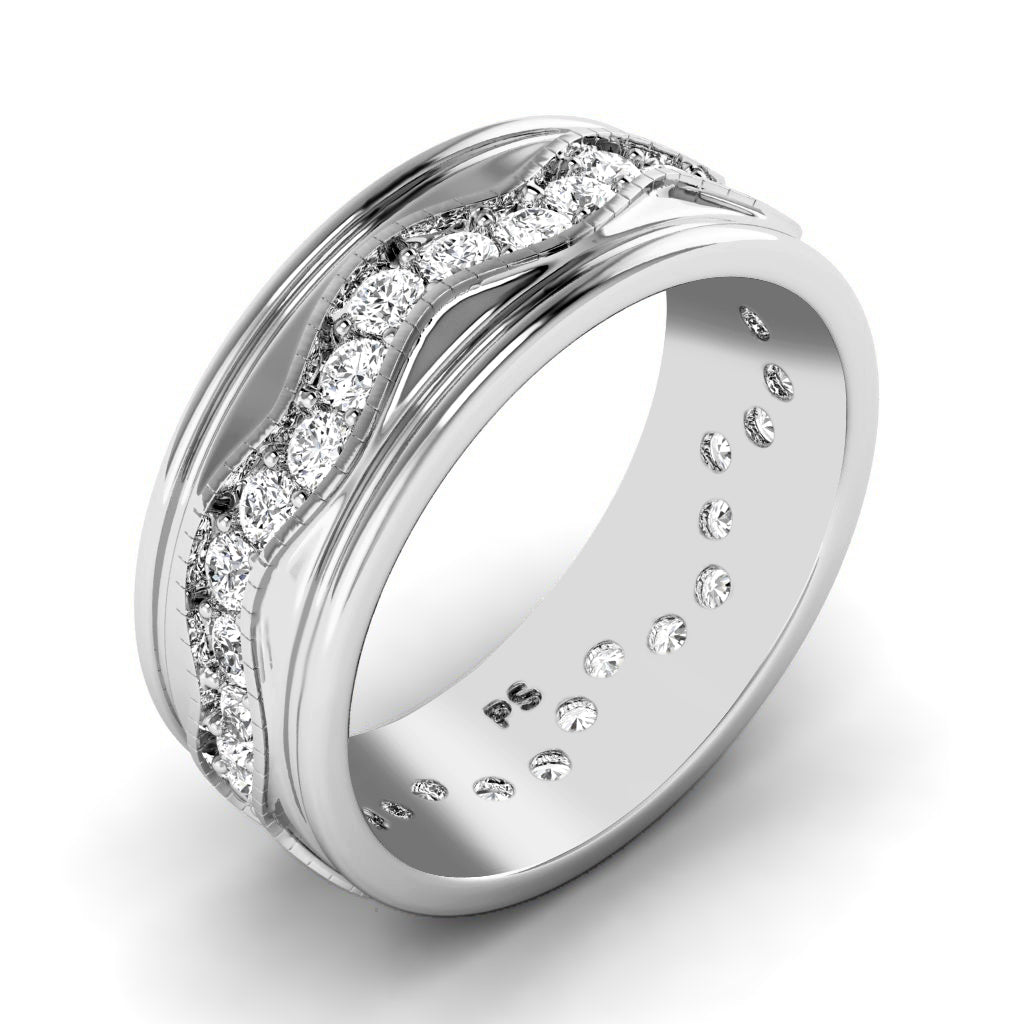 1.50 CT Round Cut Diamonds - Mens Wedding Band