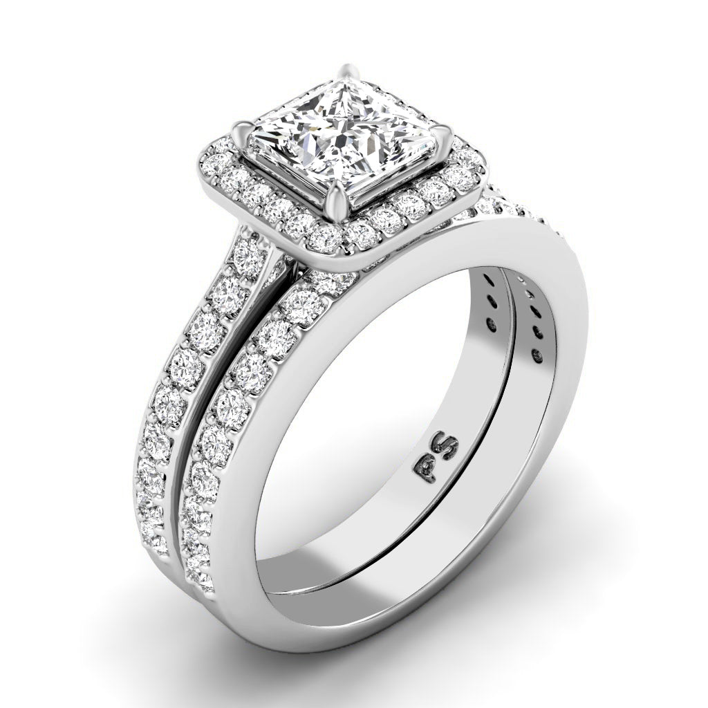 1.05-2.20 CT Princess & Round Cut Natural Diamonds - Bridal Set