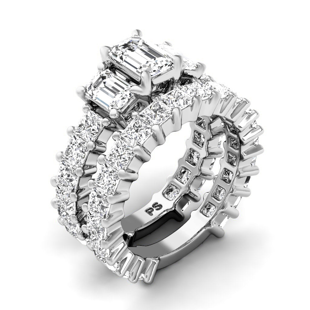 5.20-10.70 CT Emerald & Princess Cut Diamonds - Bridal Set