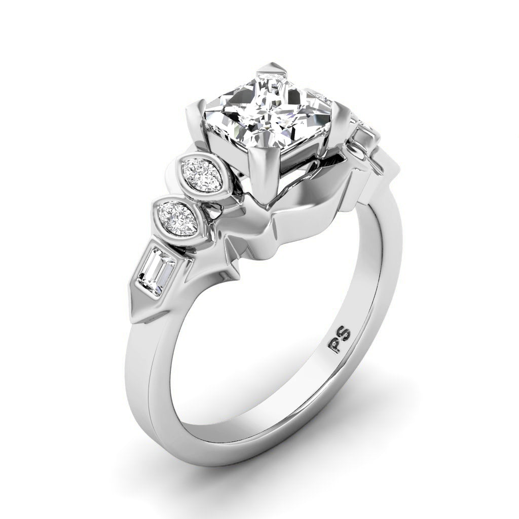 0.60-1.75 CT Baguette & Marquise & Princess Cut Natural Diamonds - Engagement Ring