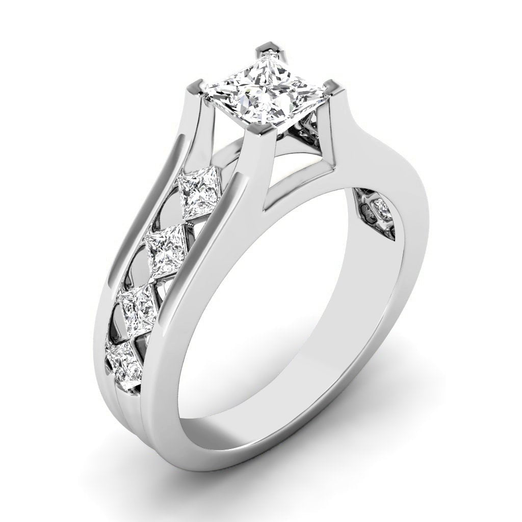 1.15-2.30 CT Princess Cut Natural Diamonds - Engagement Ring