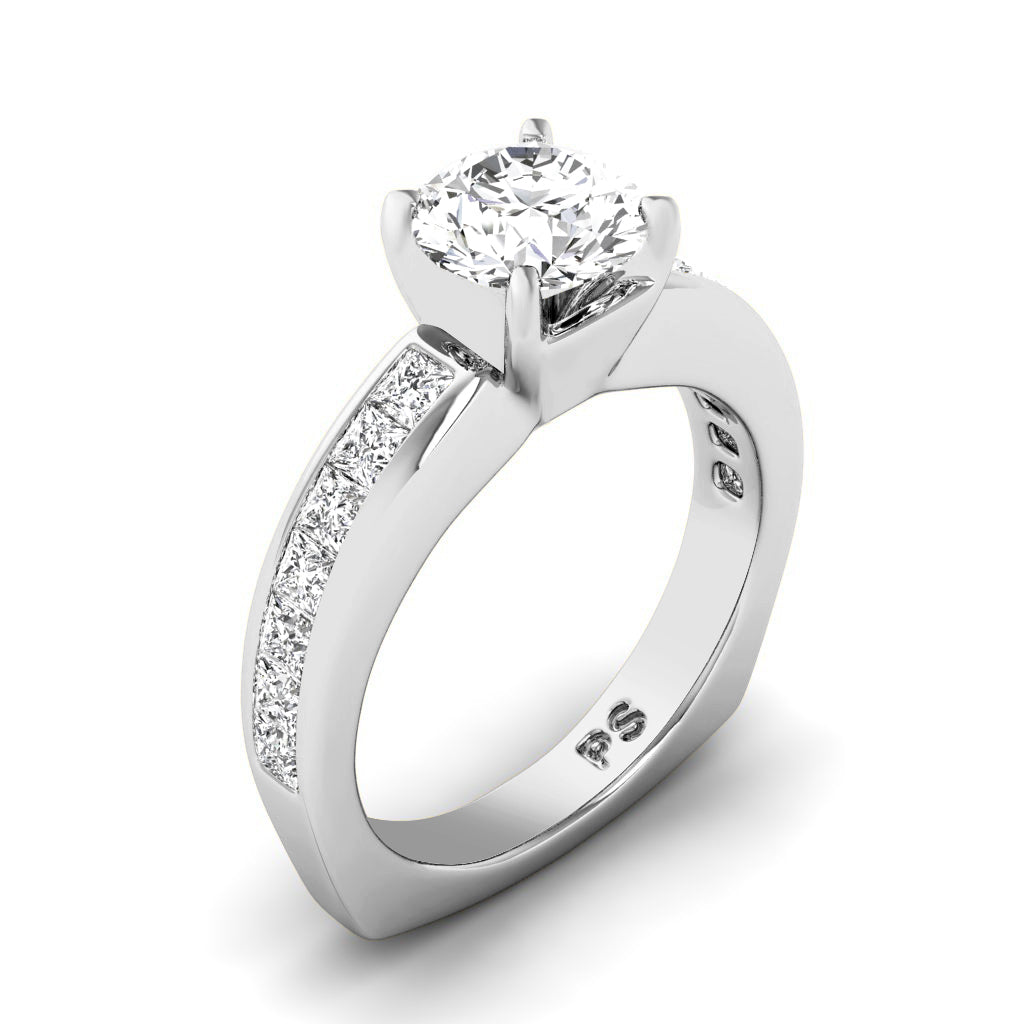 1.05-2.20 CT Princess & Round Cut Natural Diamonds - Engagement Ring