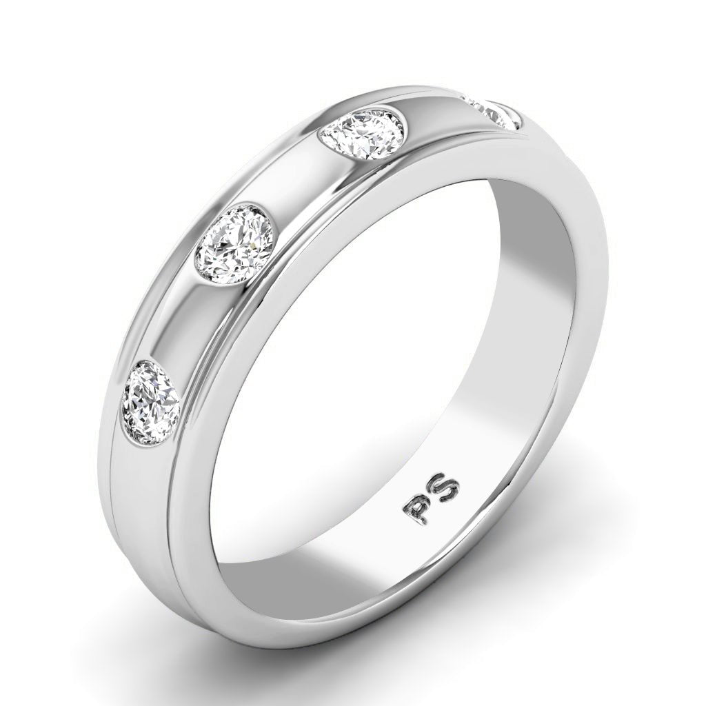 0.50 CT Round Cut Lab Grown Diamonds - Mens Wedding Band - Primestyle.com