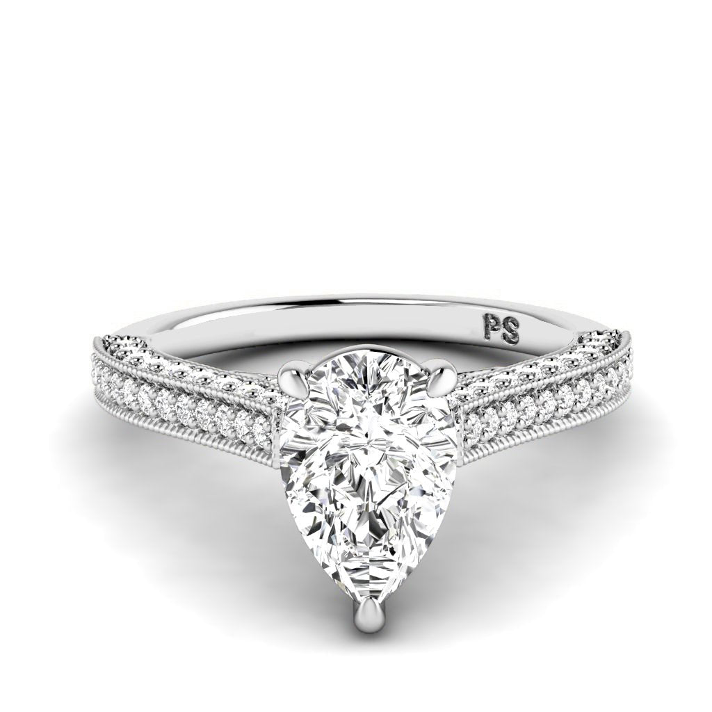 1.15-6.65 CT Pear & Round Cut Diamonds - Engagement Ring