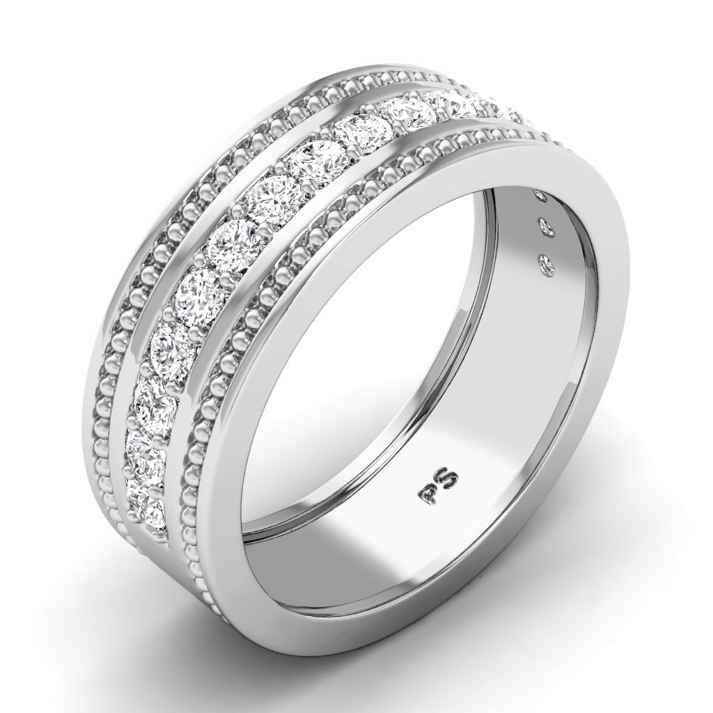 0.80 CT Round Cut Natural Diamonds - Mens Wedding Bands