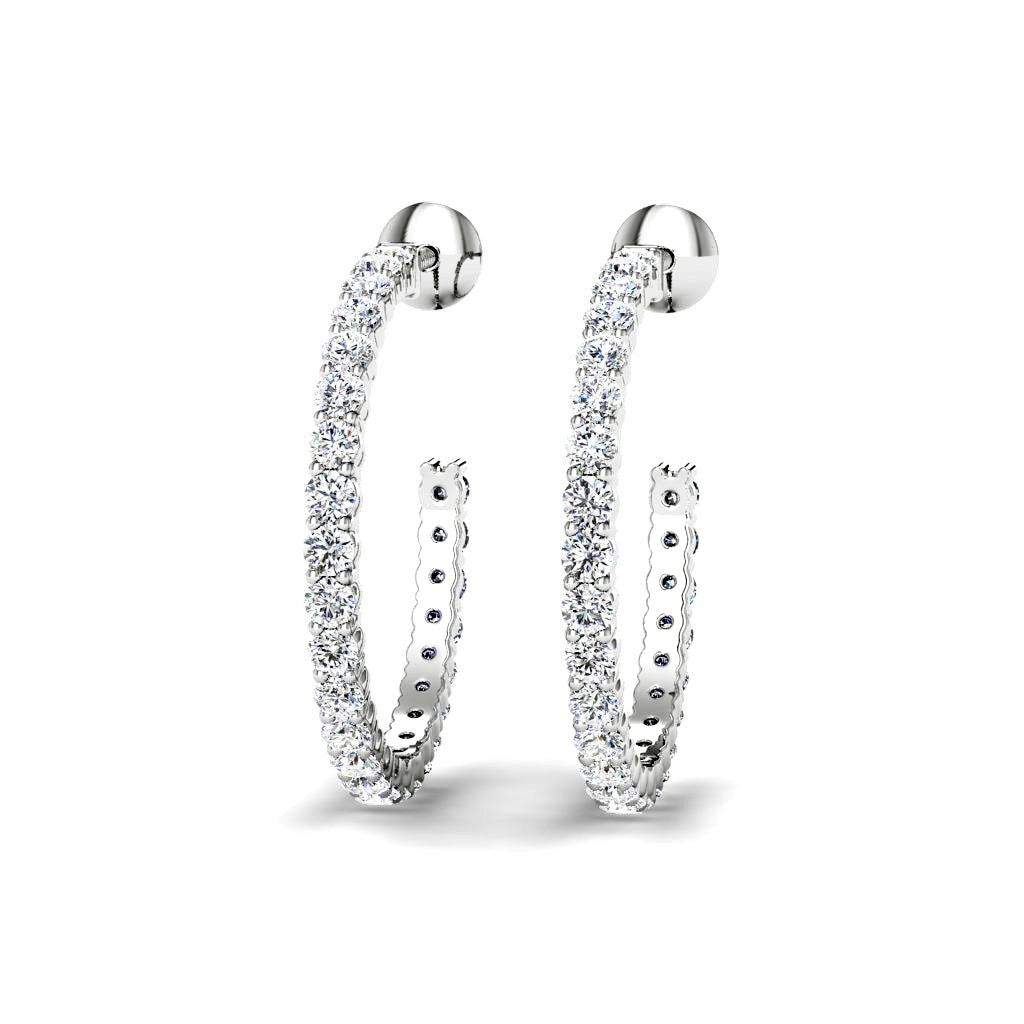 0.75-1.50 CT Round Cut Diamonds - Hoop Earrings