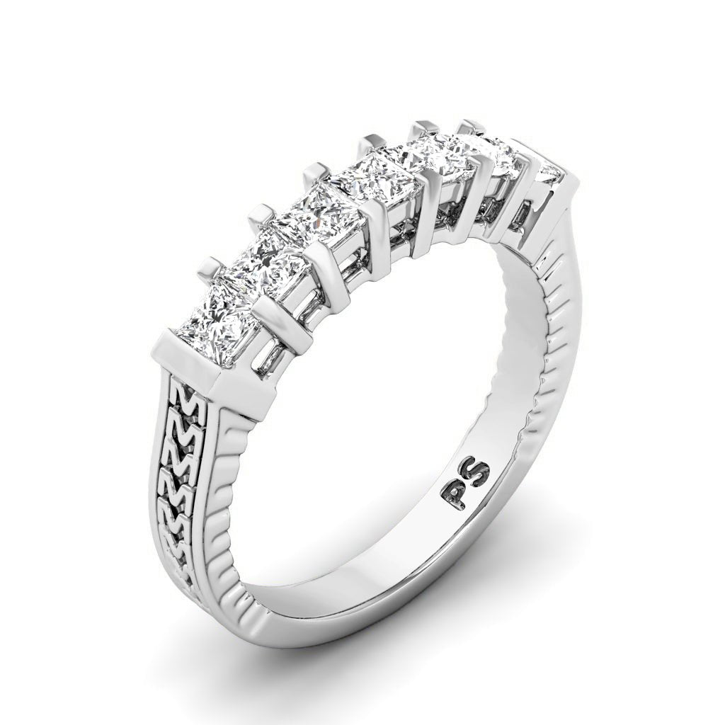 0.80 CT Princess Cut Lab Grown Diamonds - Wedding Band - Primestyle.com