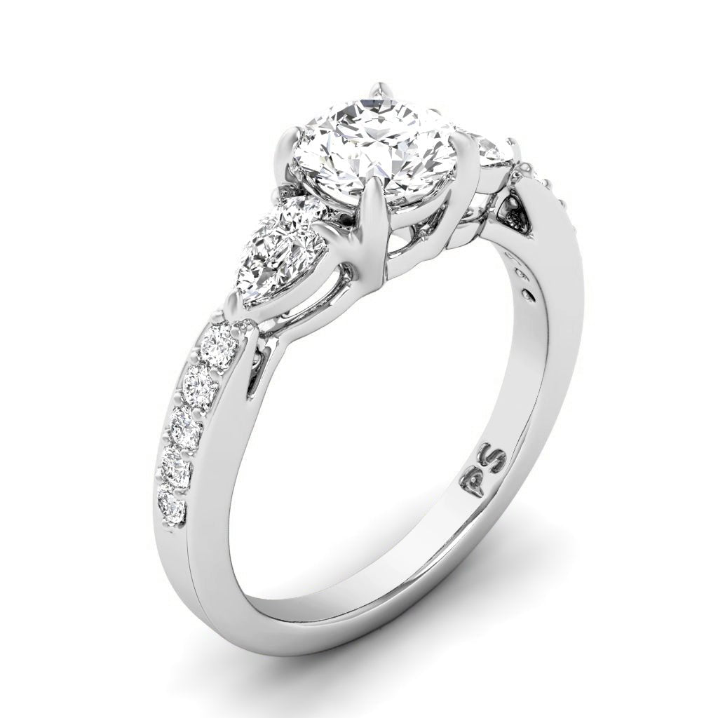 0.85-2.00 CT Pear & Round Cut Natural Diamonds - Engagement Ring