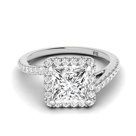 0.85-3.35 CT Round & Princess Cut Lab Grown Diamonds - Halo Ring