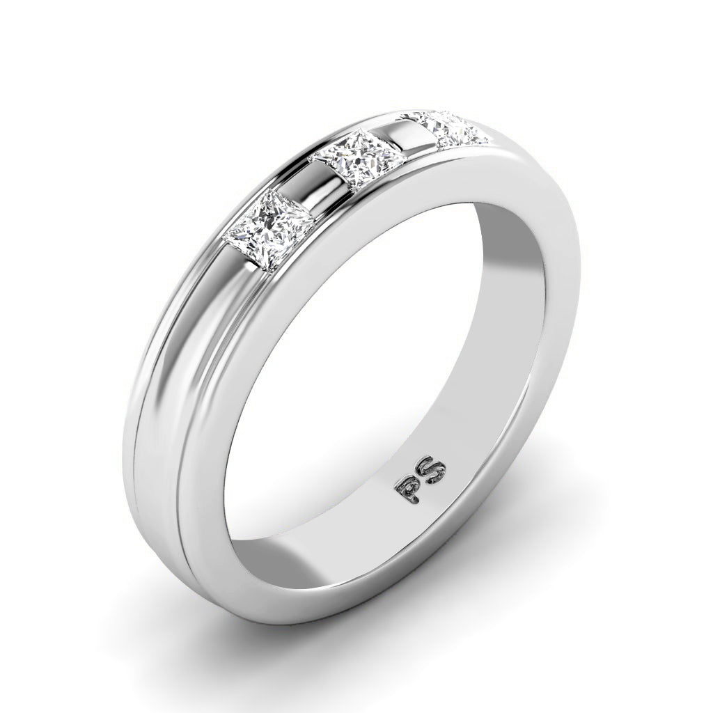 0.40 CT Princess Cut Diamonds - Mens Wedding Band