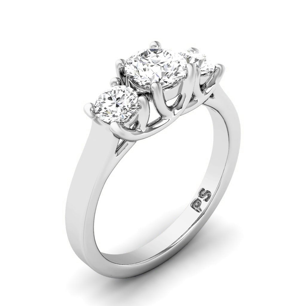 0.90 CT Round Cut Natural Diamonds - Three Stone Rings