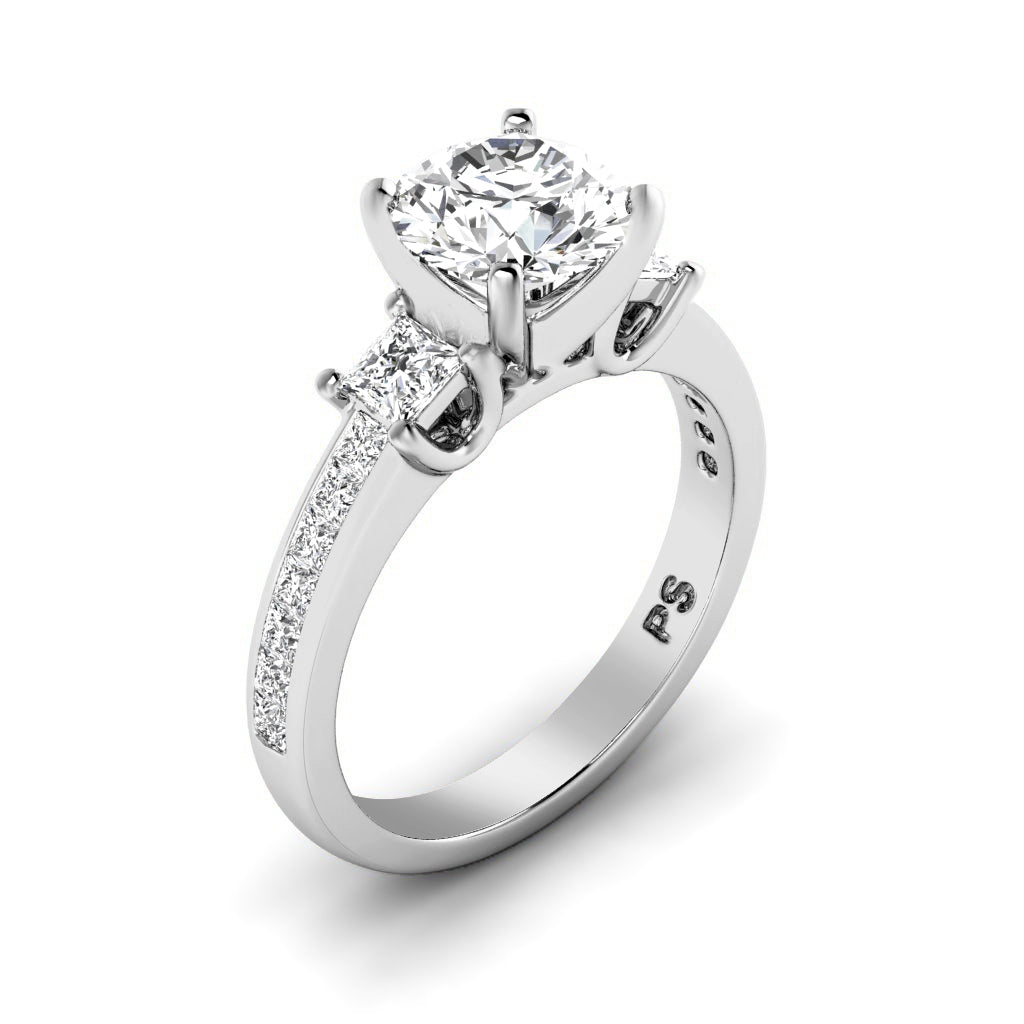 1.10-2.25 CT Princess & Round Cut Natural Diamonds - Engagement Ring