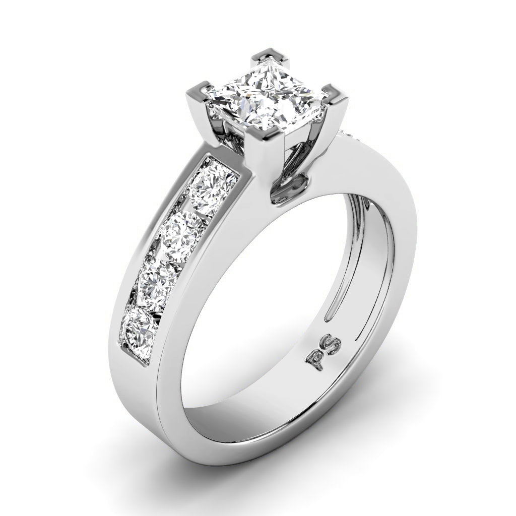 1.15-2.30 CT Princess & Round Cut Natural Diamonds - Engagement Ring