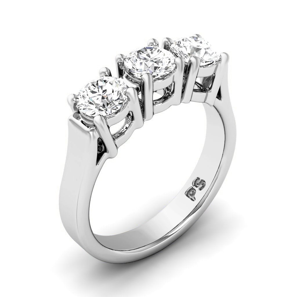 1.05 CT Round Cut Lab Grown Diamonds - Three Stone Ring - Primestyle.com