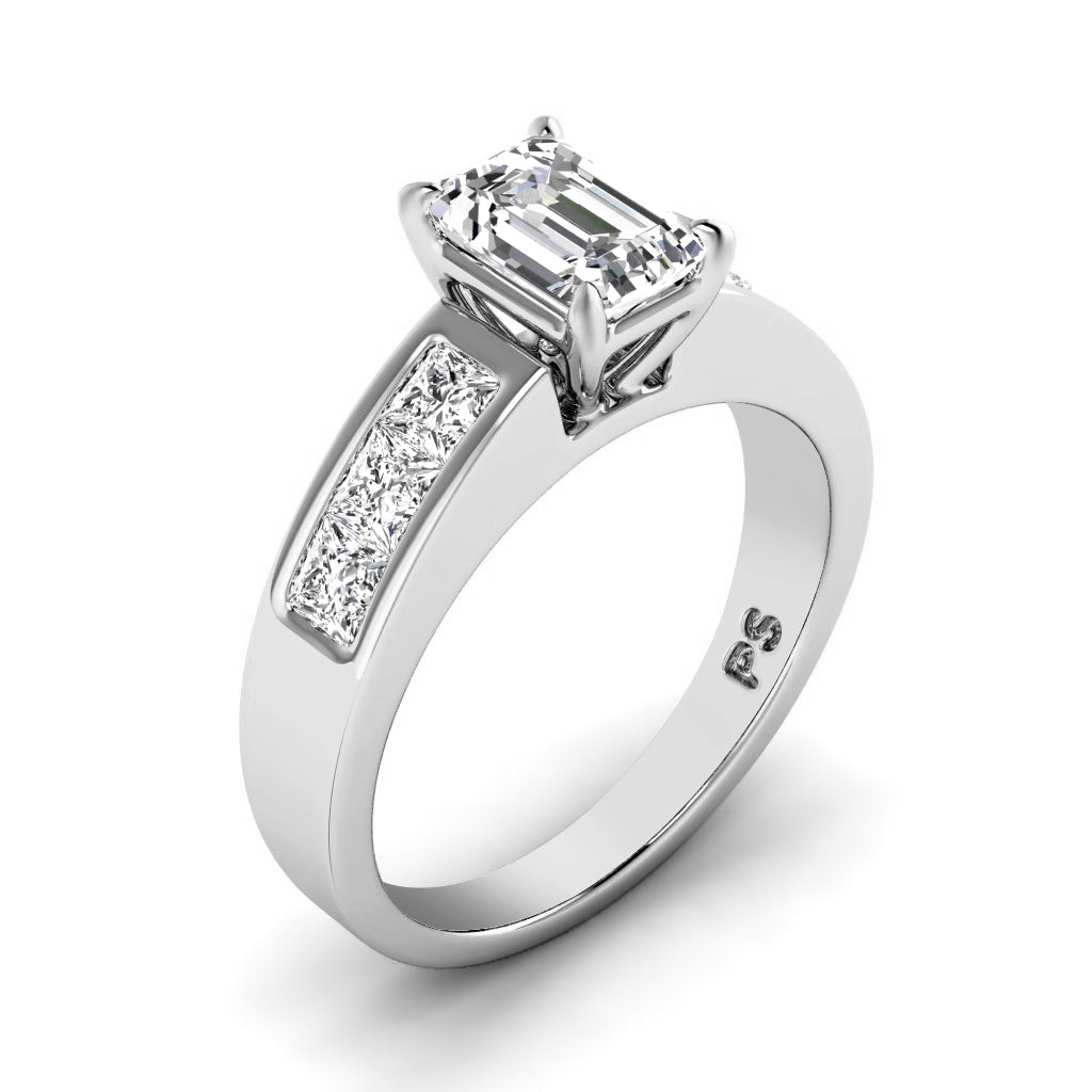 1.15-2.30 CT Emerald & Princess Cut Natural Diamonds - Engagement Ring