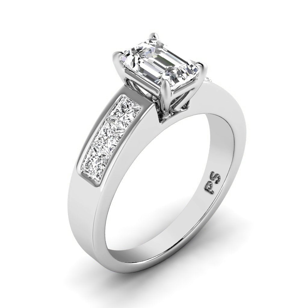 1.15-2.30 CT Emerald & Princess Cut Natural Diamonds - Engagement Ring