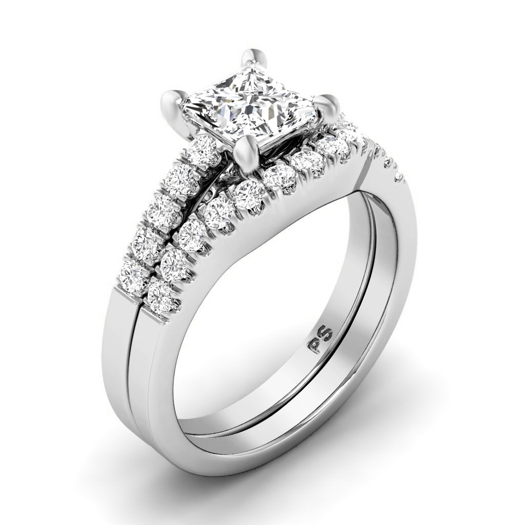 0.90-2.05 CT Round & Princess Cut Diamonds - Bridal Set