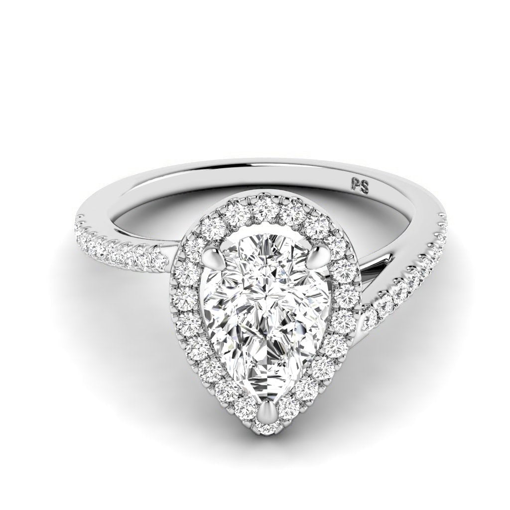 0.85 - 3.35 CT Round & Pear Cut Lab Grown Diamonds - Halo Ring - Primestyle.com