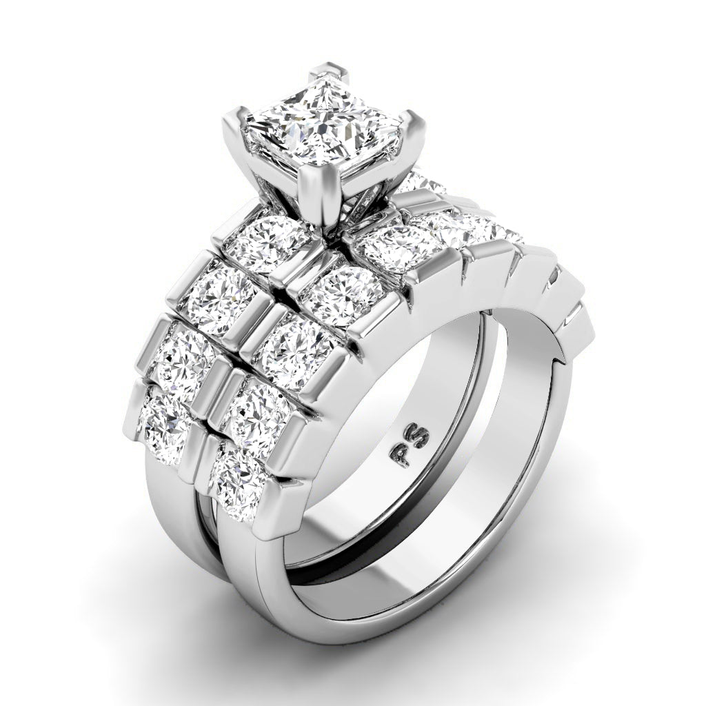 2.75-8.25 CT Princess & Round Cut Diamonds - Bridal Set