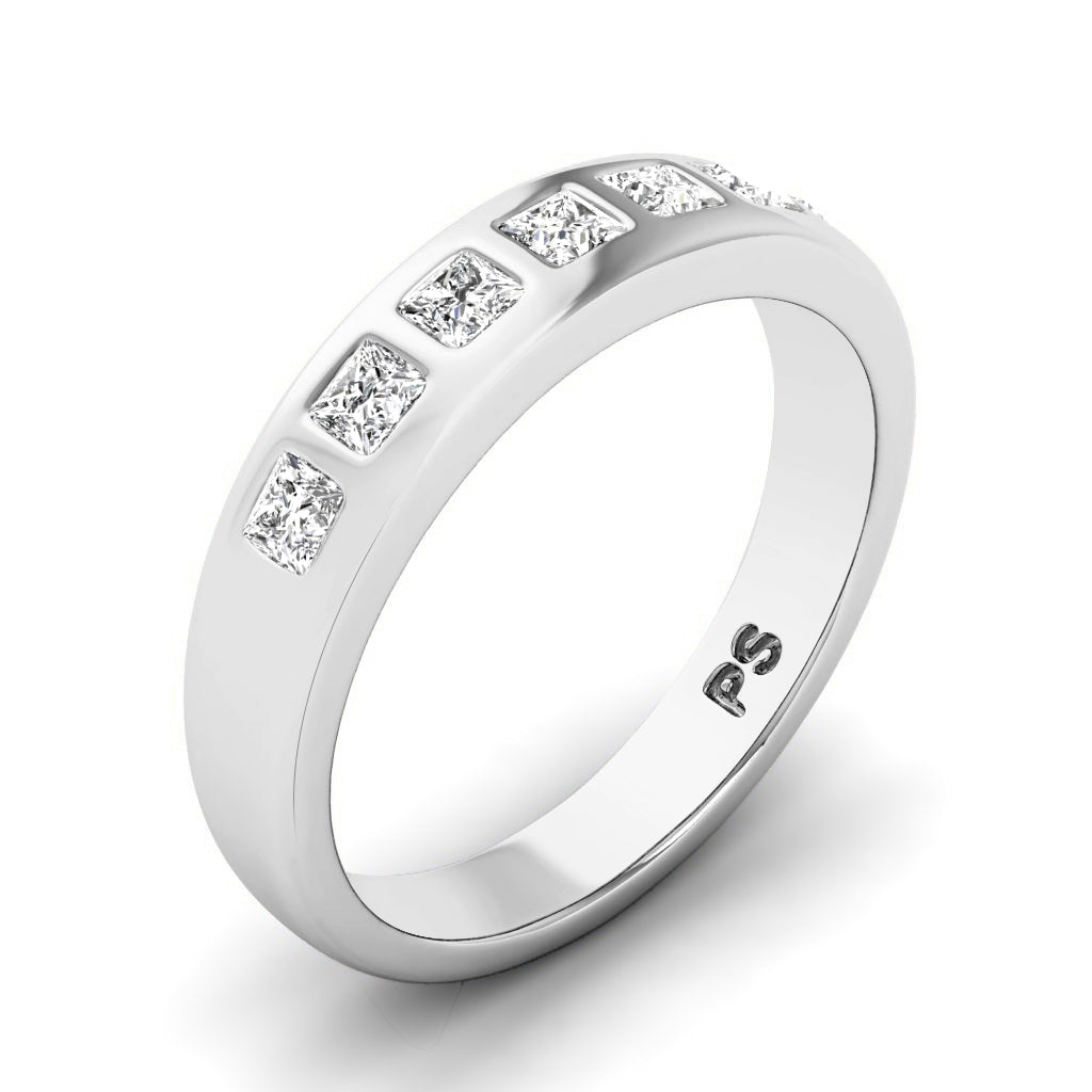 0.65 CT Princess Cut Lab Grown Diamonds - Wedding Band