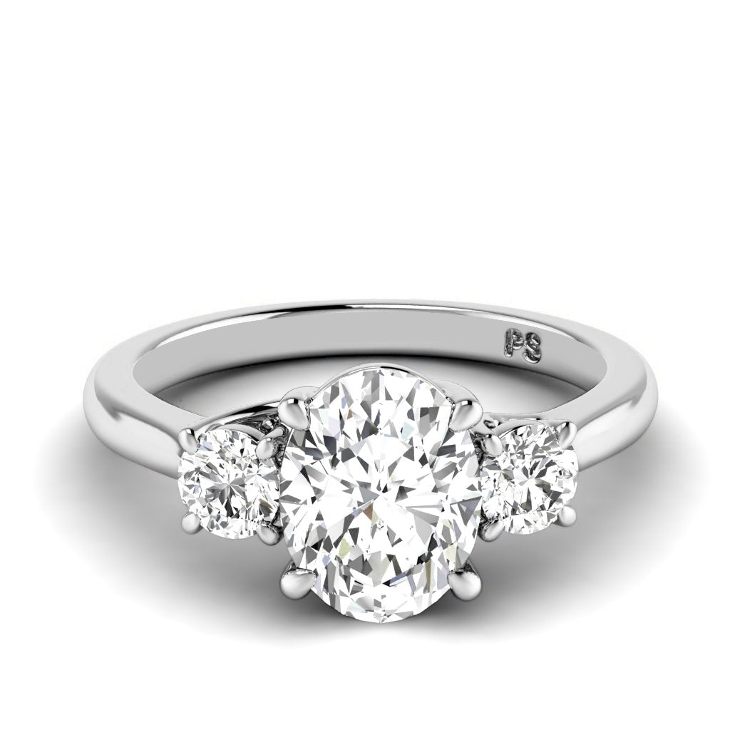 0.95-6.45 CT Oval & Round Cut Diamonds - Three Stone Rings